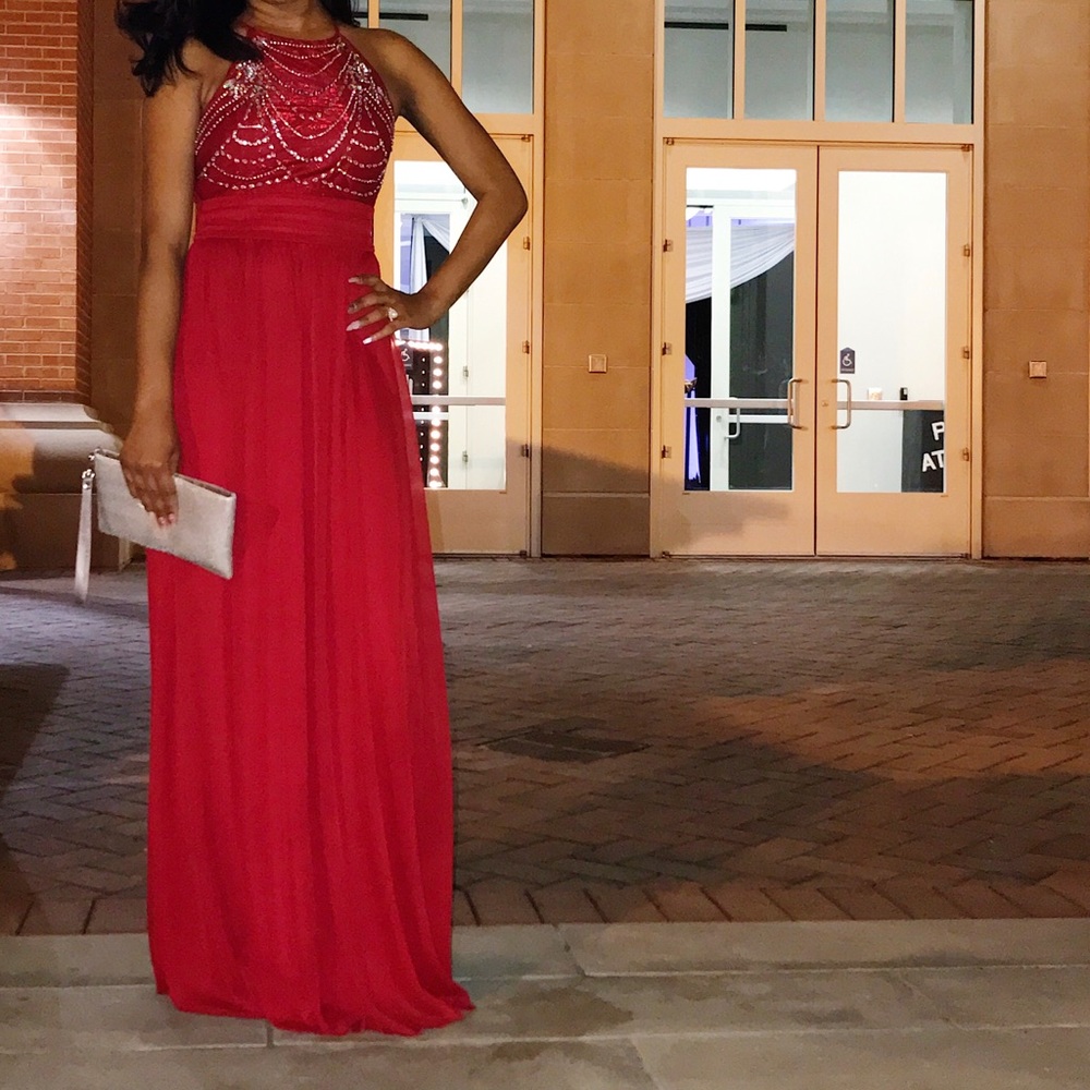 Long Bejeweled Formal Dress
