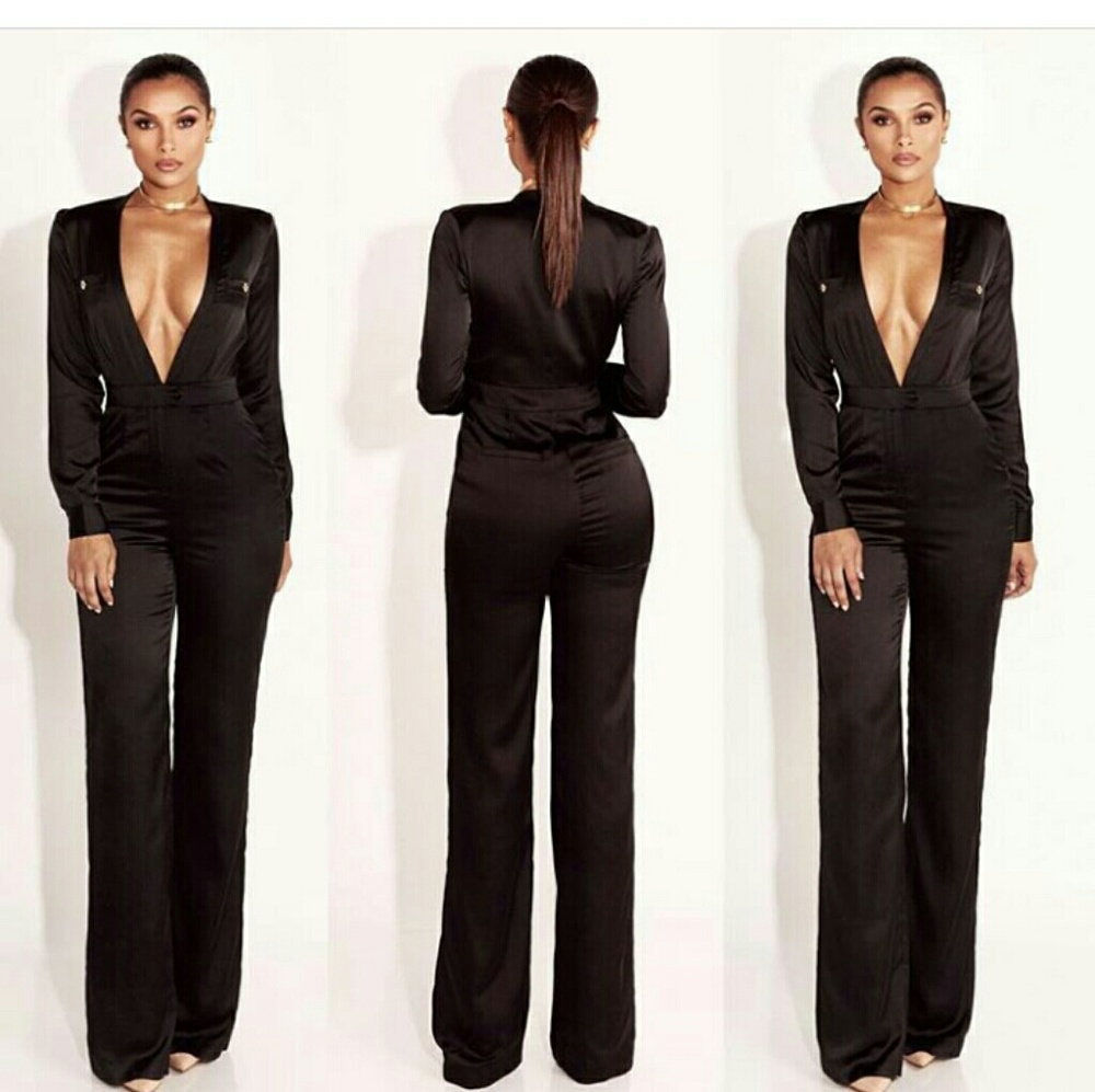 Brand new JLUX Satin Jumpsuit Size M Black