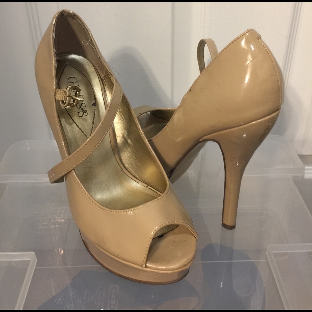 Guess Tan Platform Heels