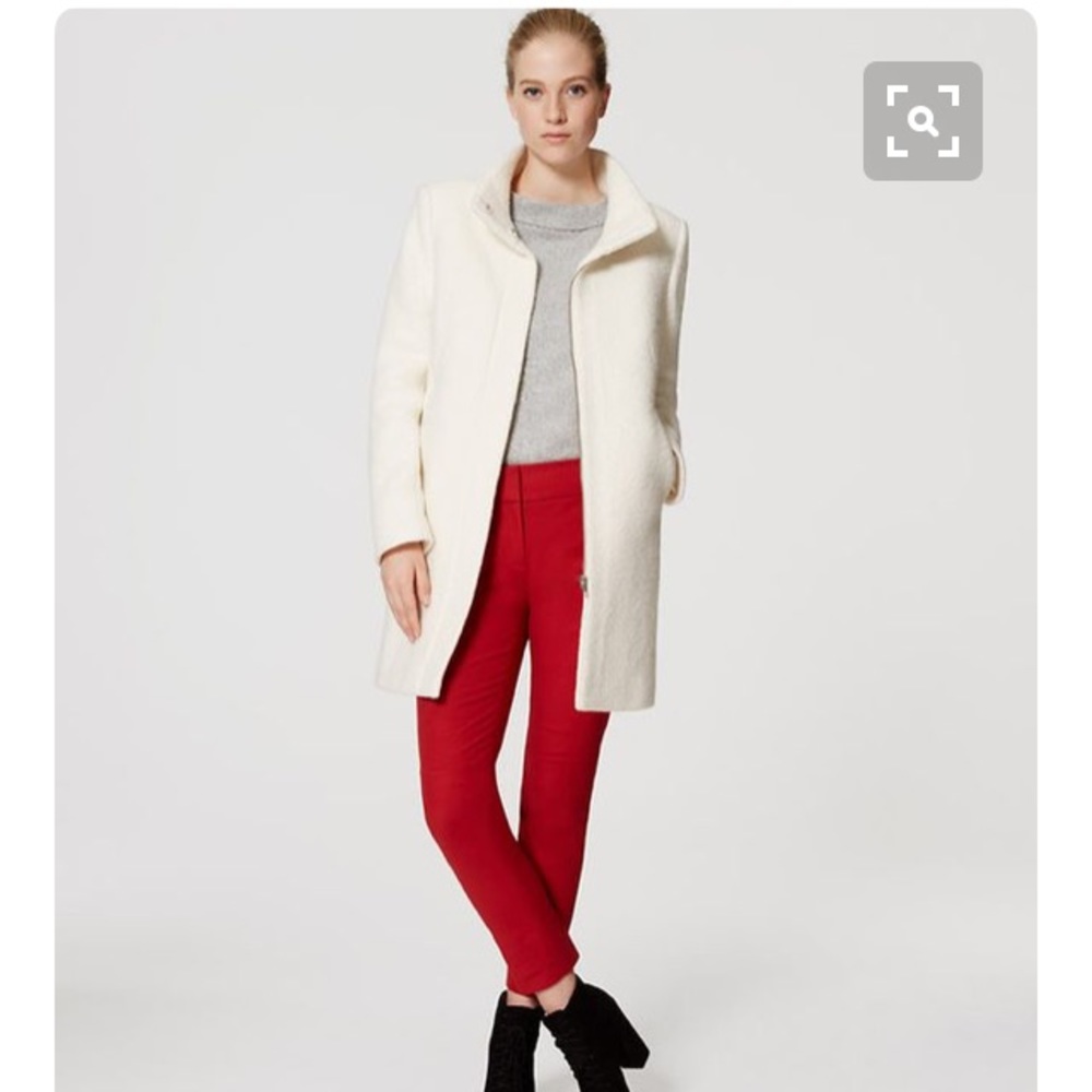 Loft ivory wool funnel coat