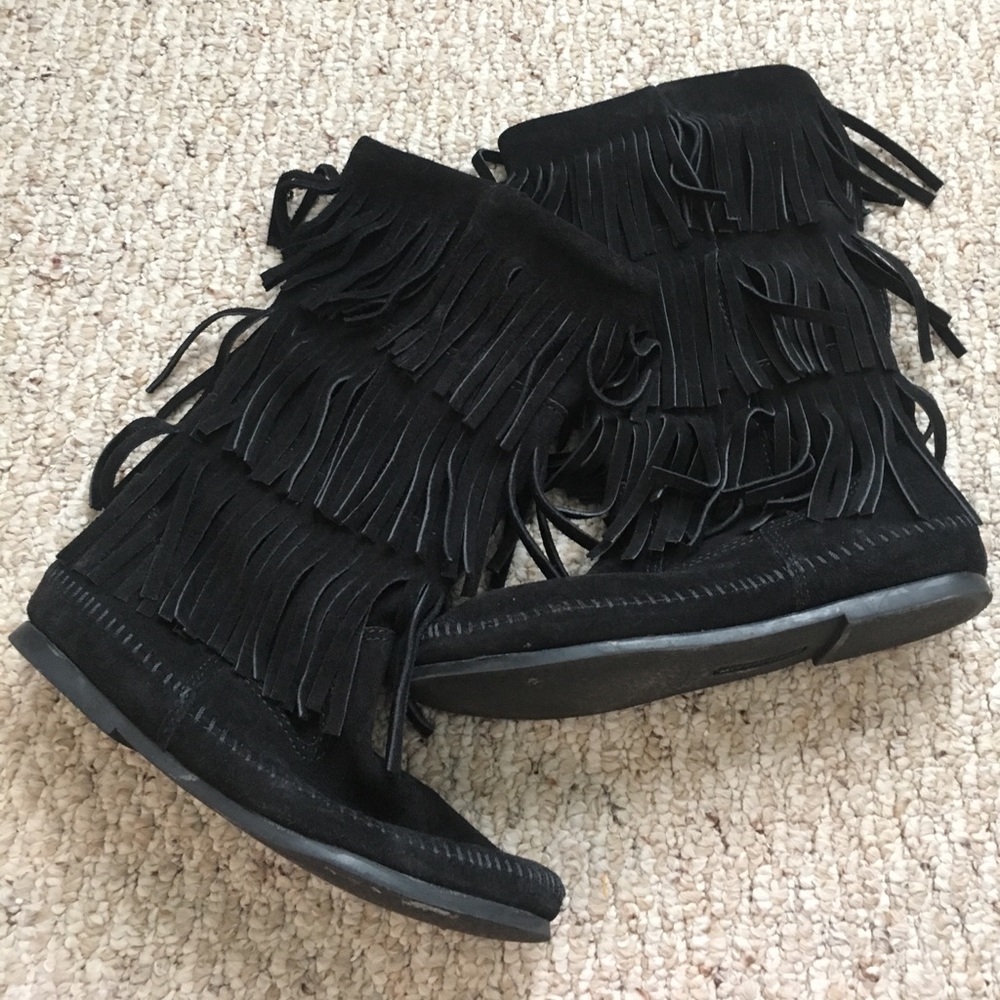 Minnetonka triple fringe boots