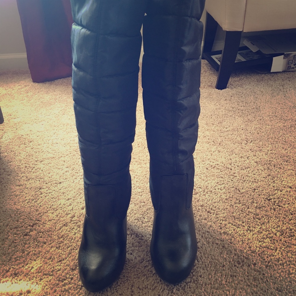 High heel warm black boots