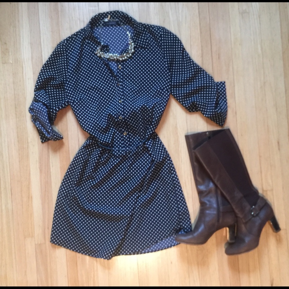 Navy & white polka dot dress -The Limited