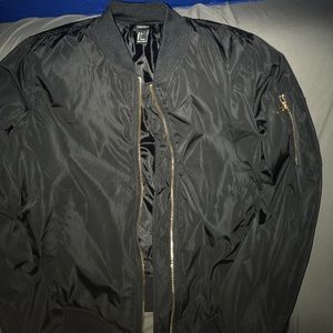 Forever 21 Women's Black Satin Bomber Jacket