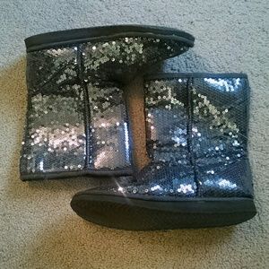 Wanted Grey Sparkly Boots