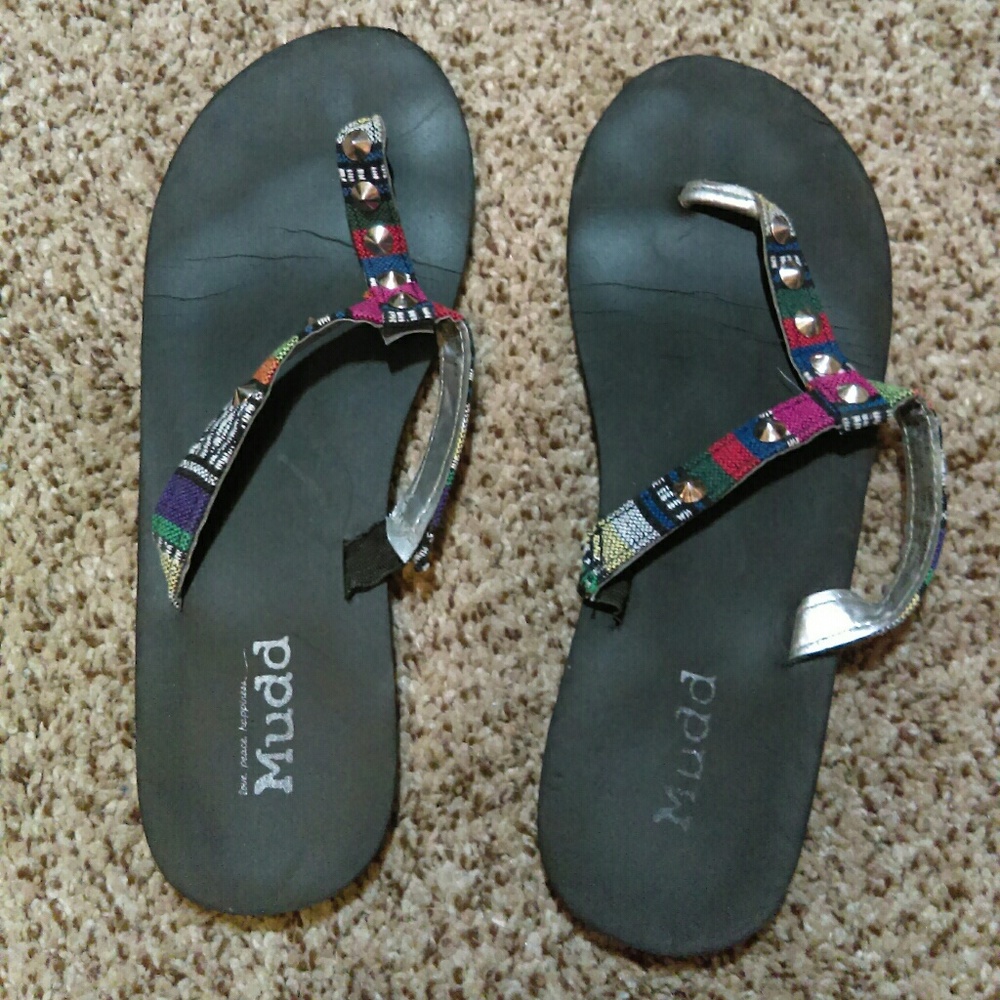 Multicolored thong sandals