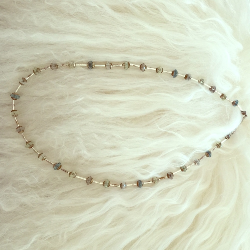 Stone beaded and crystal necklace