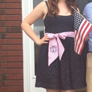 Navy Lace A-Line Dress