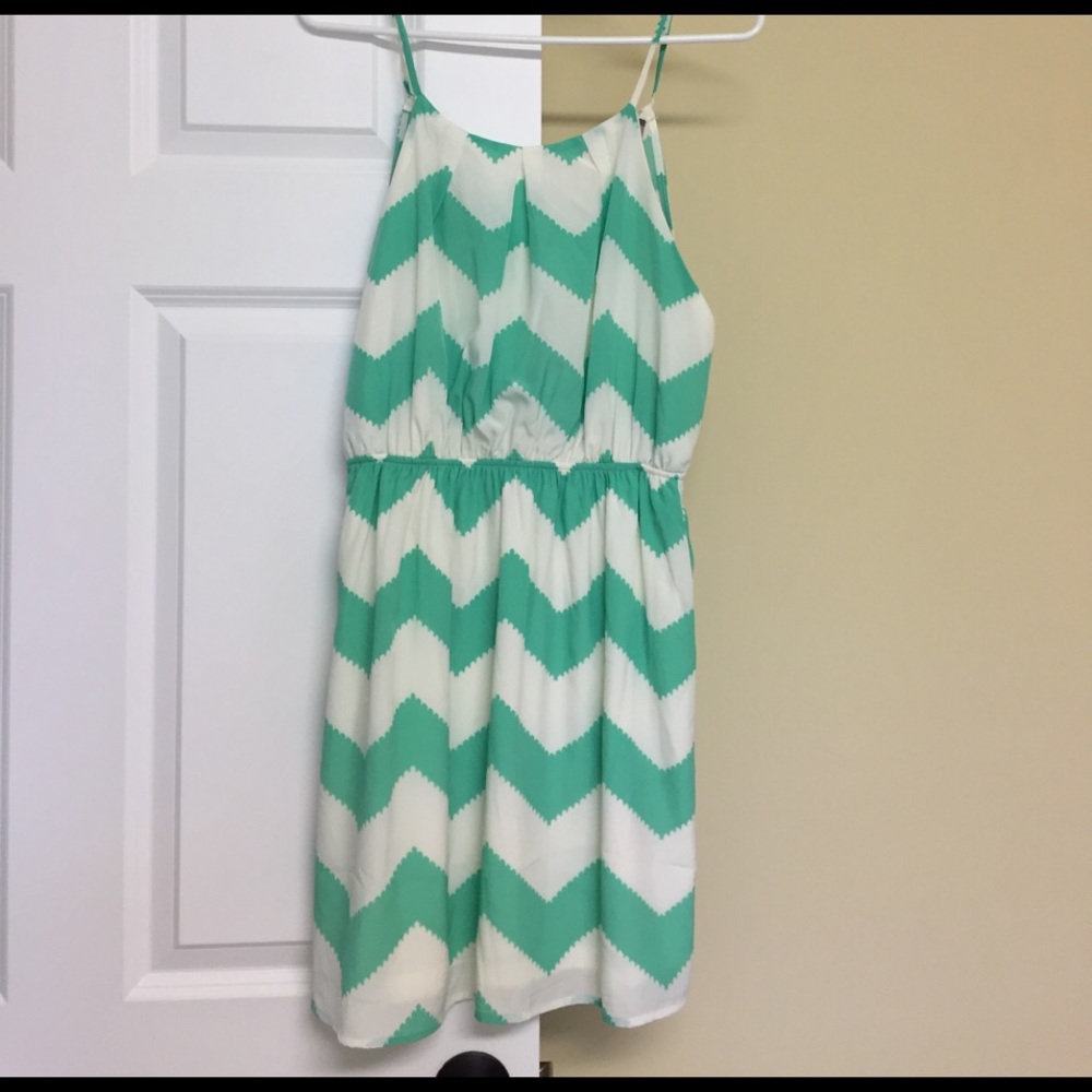 Mint chevron halter dress