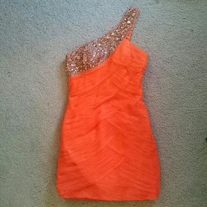 Orange One Shoulder Formal Dress