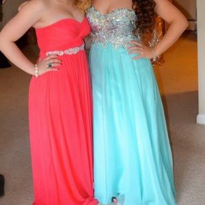 Light blue and rhinestone prom dress
