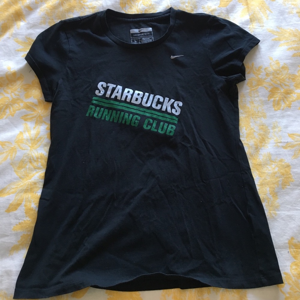 Nike Sport Tee in black "Starbucks Running club"