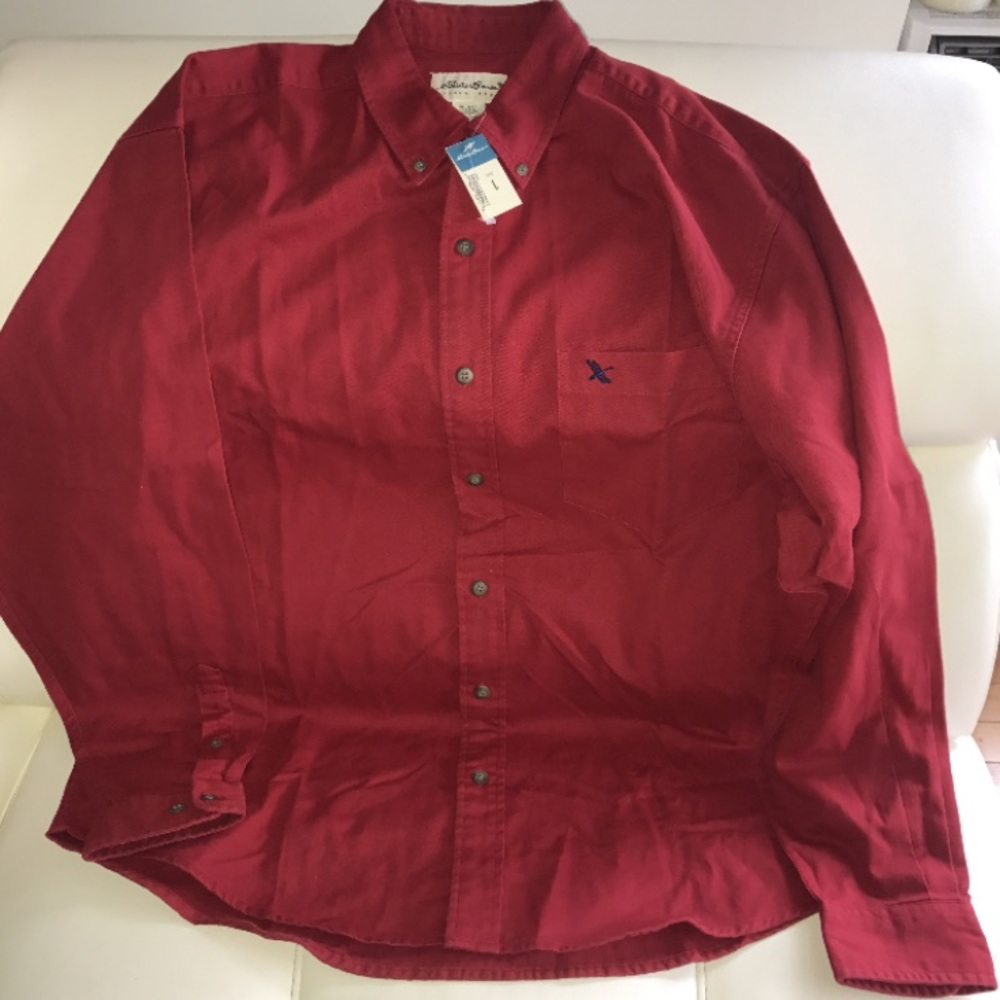 EDDIE BAUER  RED 100% COTTON MEN'S SHIRT *NWT* 🔥 - Picture 3 of 5