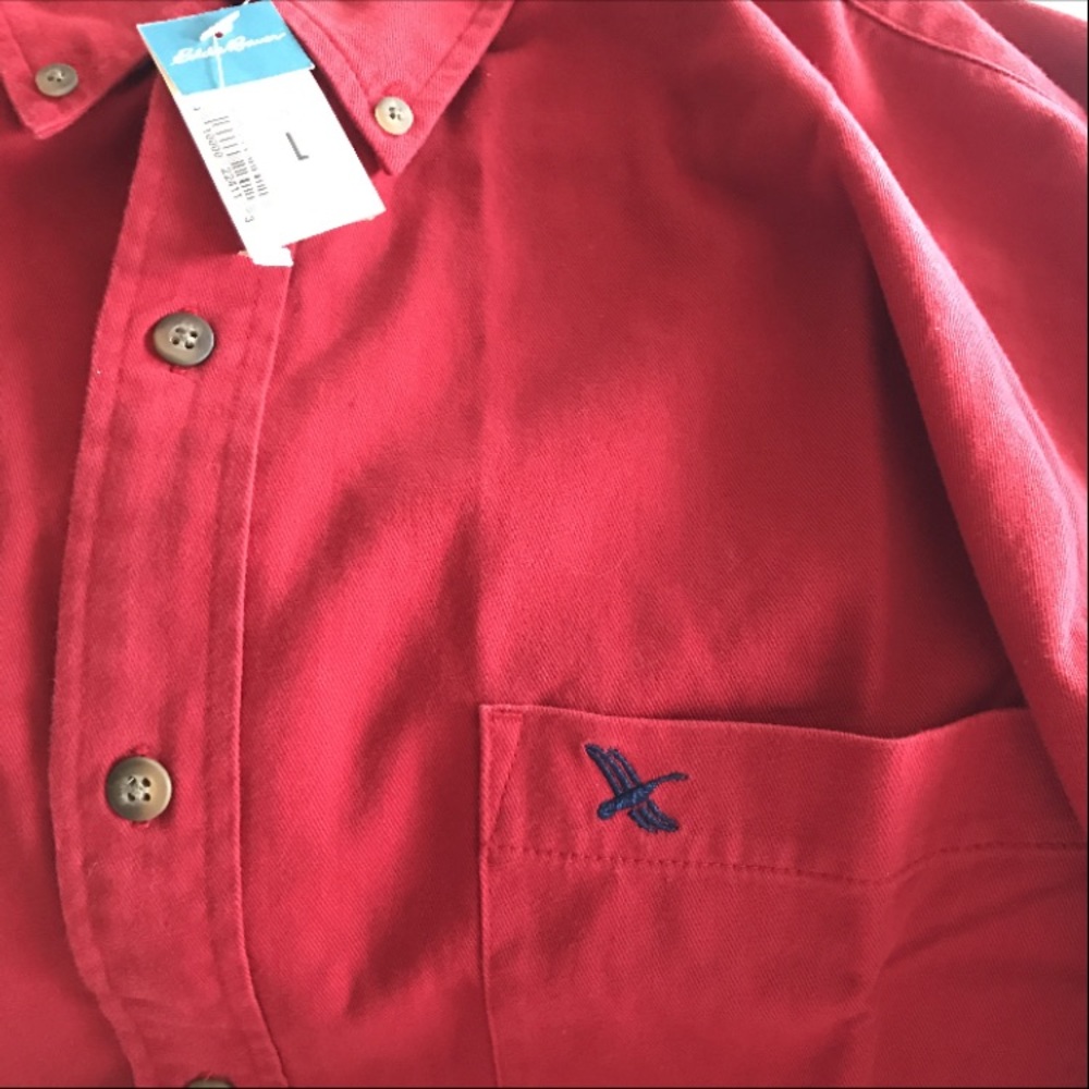 EDDIE BAUER  RED 100% COTTON MEN'S SHIRT *NWT* 🔥 - Picture 5 of 5
