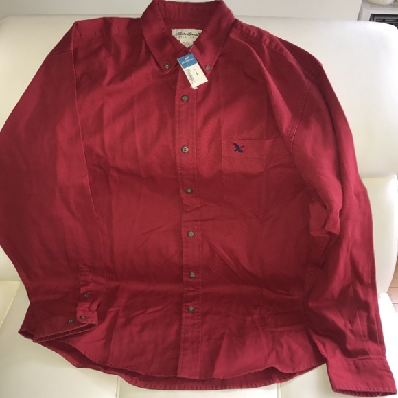 EDDIE BAUER RED 100% COTTON MEN'S SHIRT *NWT* π₯ - Picture 3 of 5