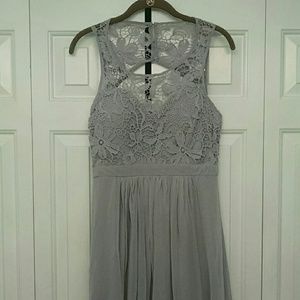 Grey Lace Open Back Dress