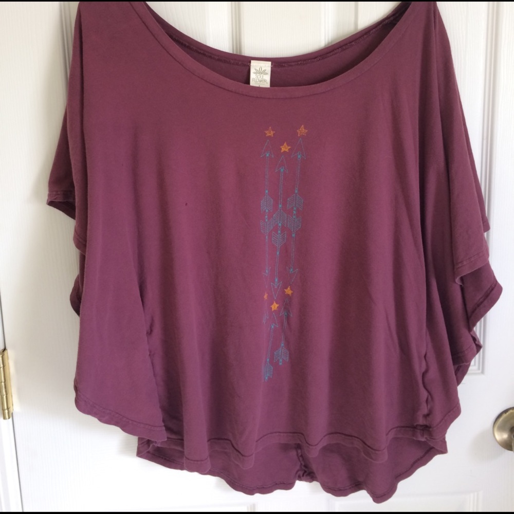 Soul Flower cotton batwing top w/ arrow detail