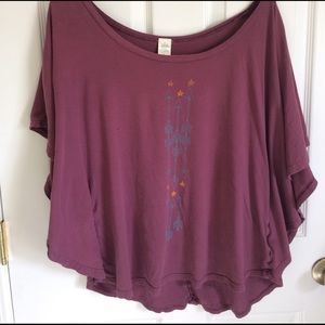 Soul Flower cotton batwing top w/ arrow detail