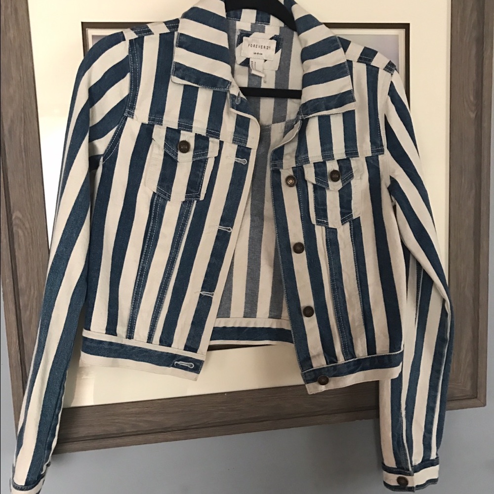 Striped jean jacket
