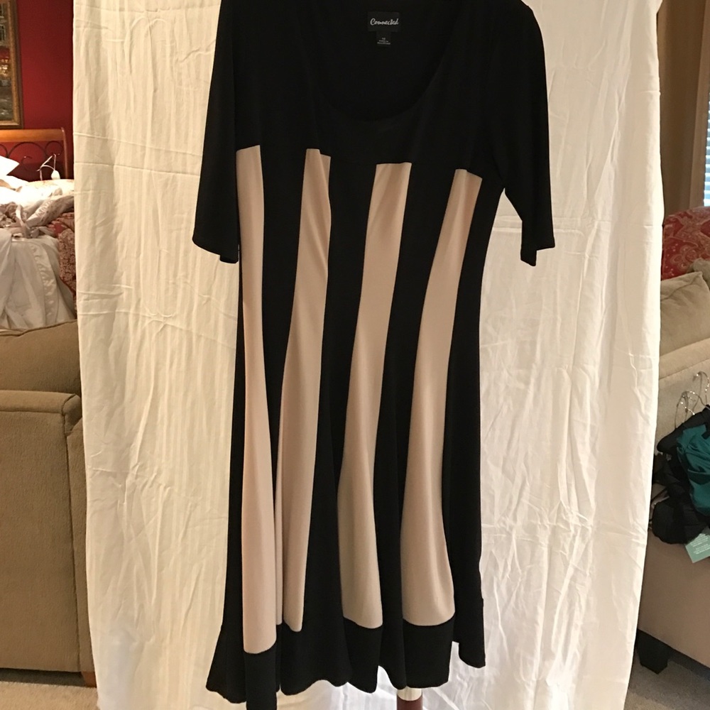 Ivory and Black Flared Dress