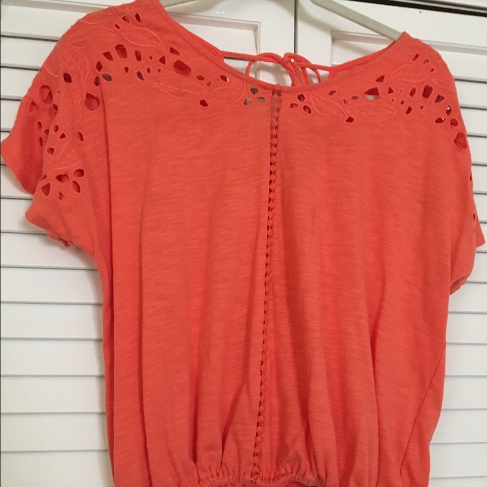 Cute Coral American Rag Elastic Waist Top Medium