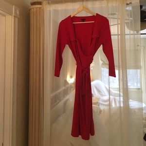 TALBOTS RED FAUX WRAP DRESS