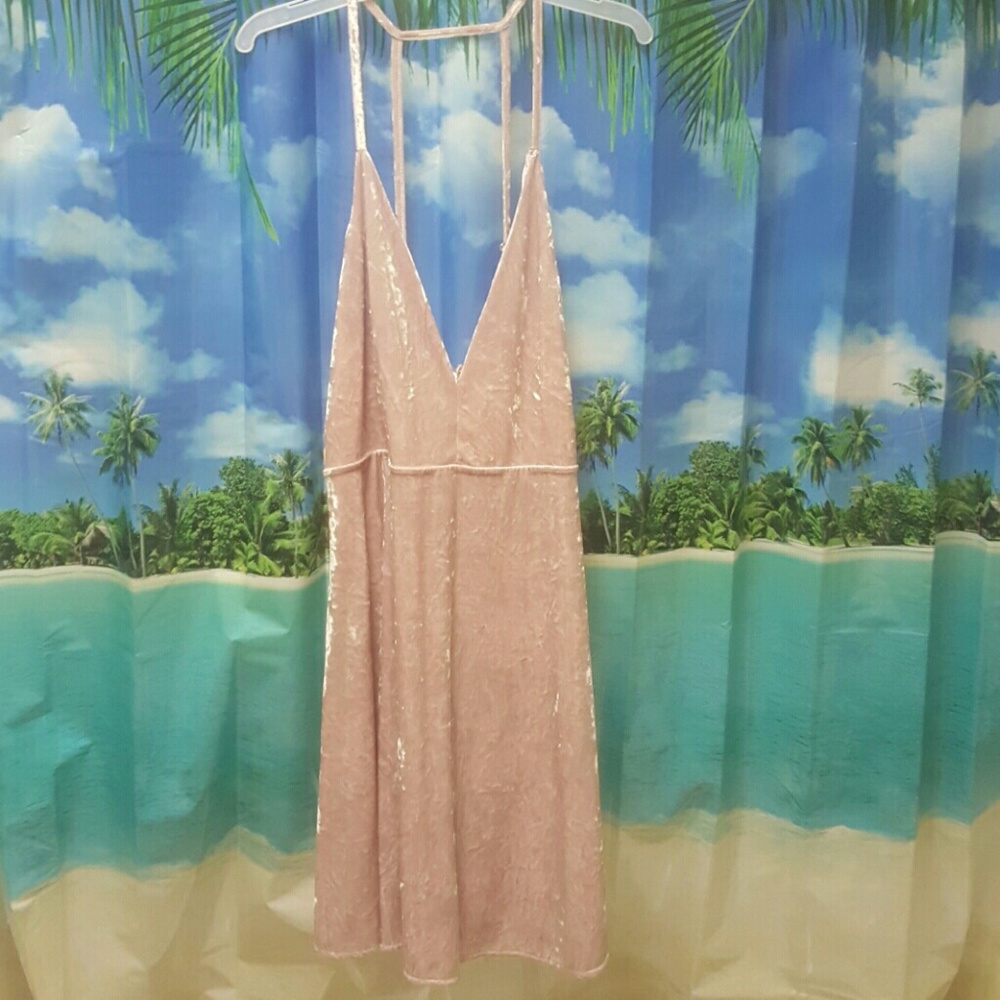 Pastel Pink Crushed Velvet Mini Dress