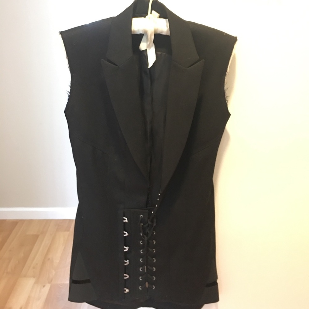 Black Anthony Vaccarello mini worn for gq event