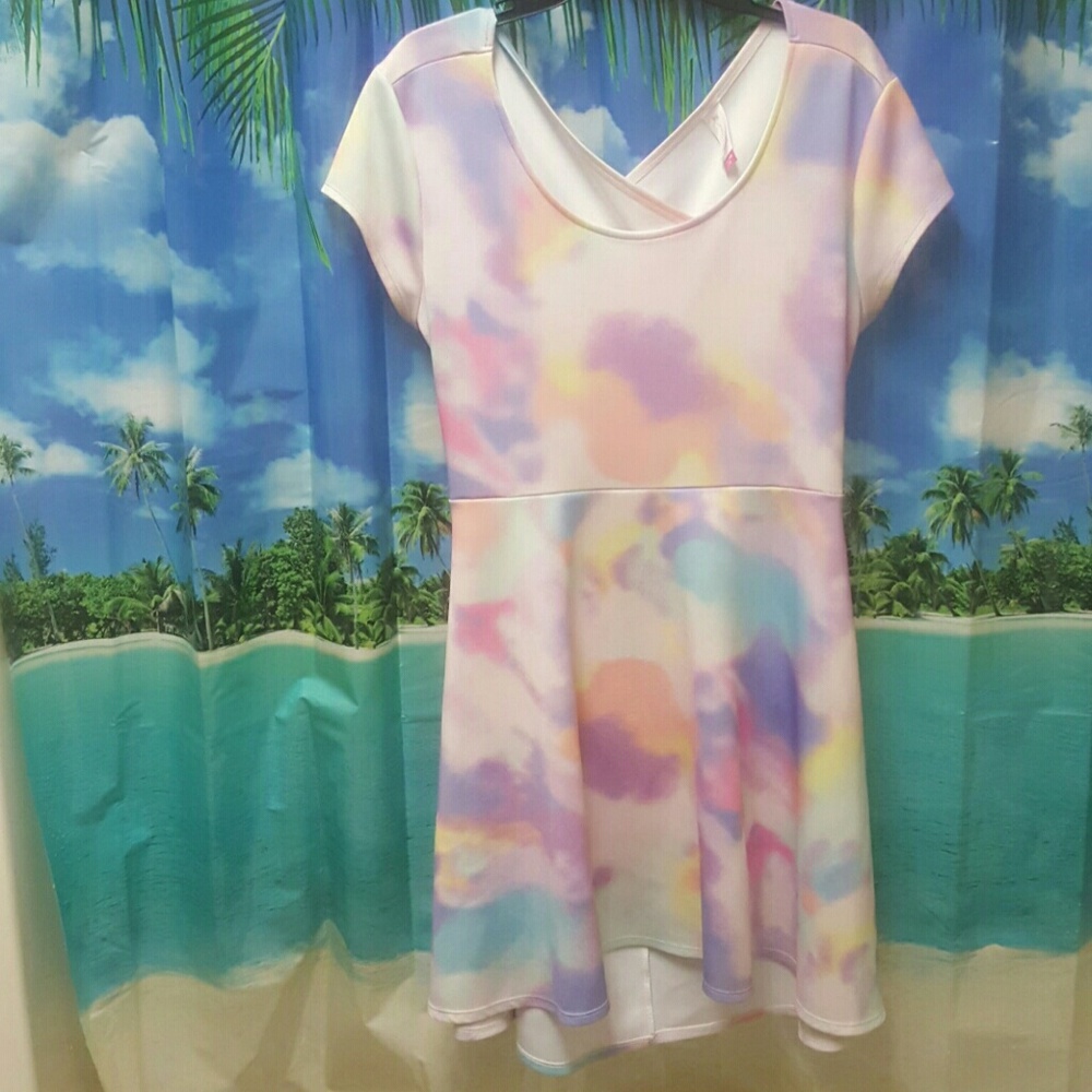 Pastel Watercolor Cutout Skater Dress