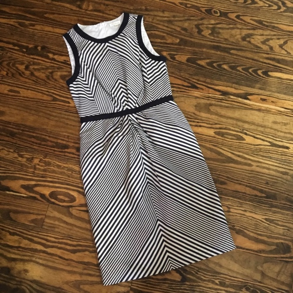 Shoshanna Anthropologie Navy & White Stripe Dress