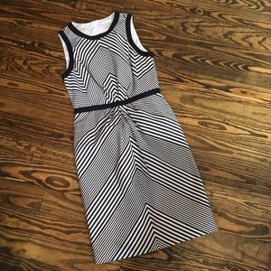 Shoshanna Anthropologie Navy & White Stripe Dress