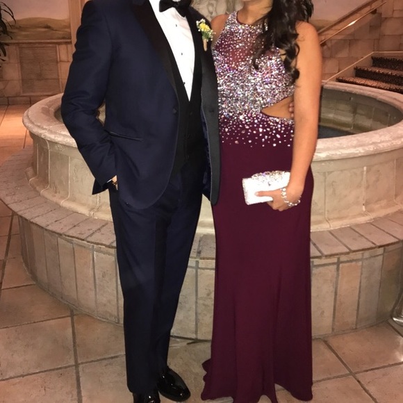 sean collection Dresses & Skirts - Long plum dress with open back & sequins
