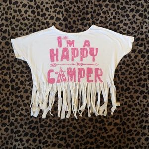 Pomelo girls happy camper fringe tee. Size x-s 4-5