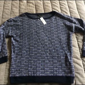 J Crew crew neck in blues with silver lurex thread