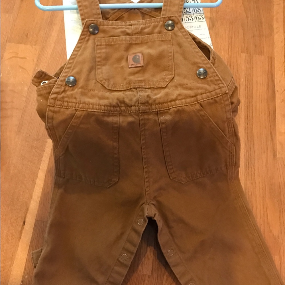 Carhartt canvas bib overalls in Carhartt brown
