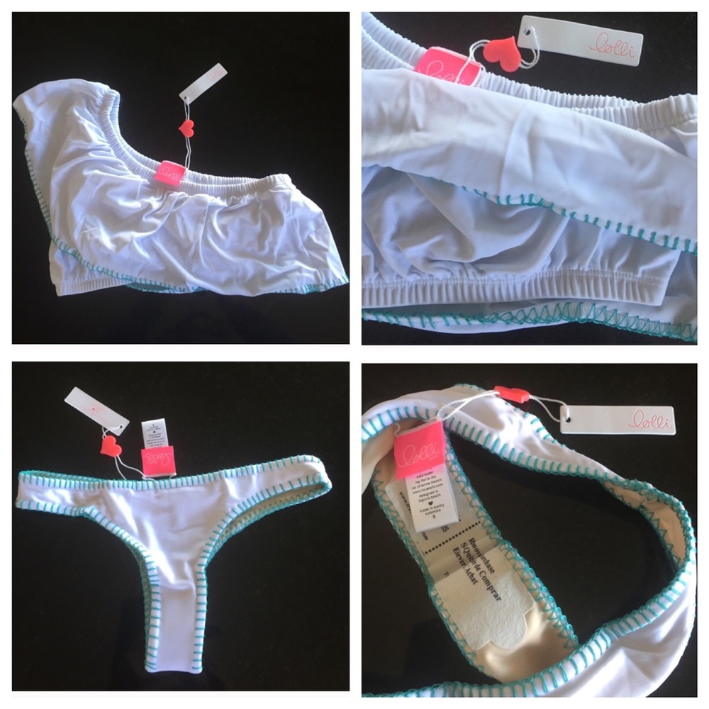 Lolli white off shoulder cheeky 2 piece bikini set