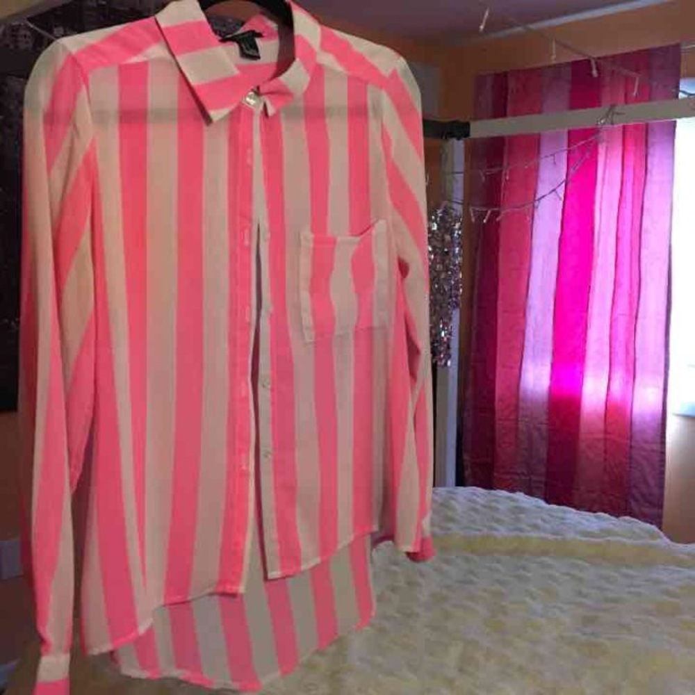 Pink and White Stripe Blouse