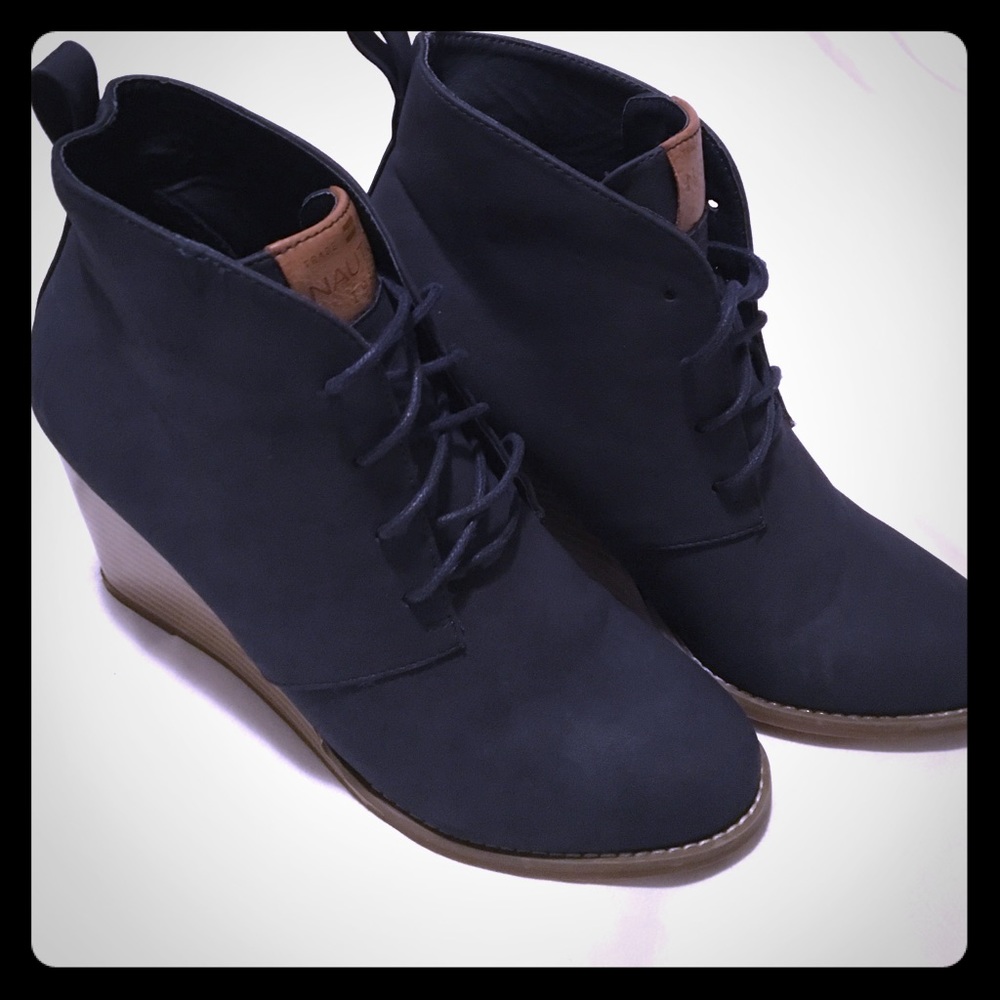Navy Blue Nautica Wedge Booties