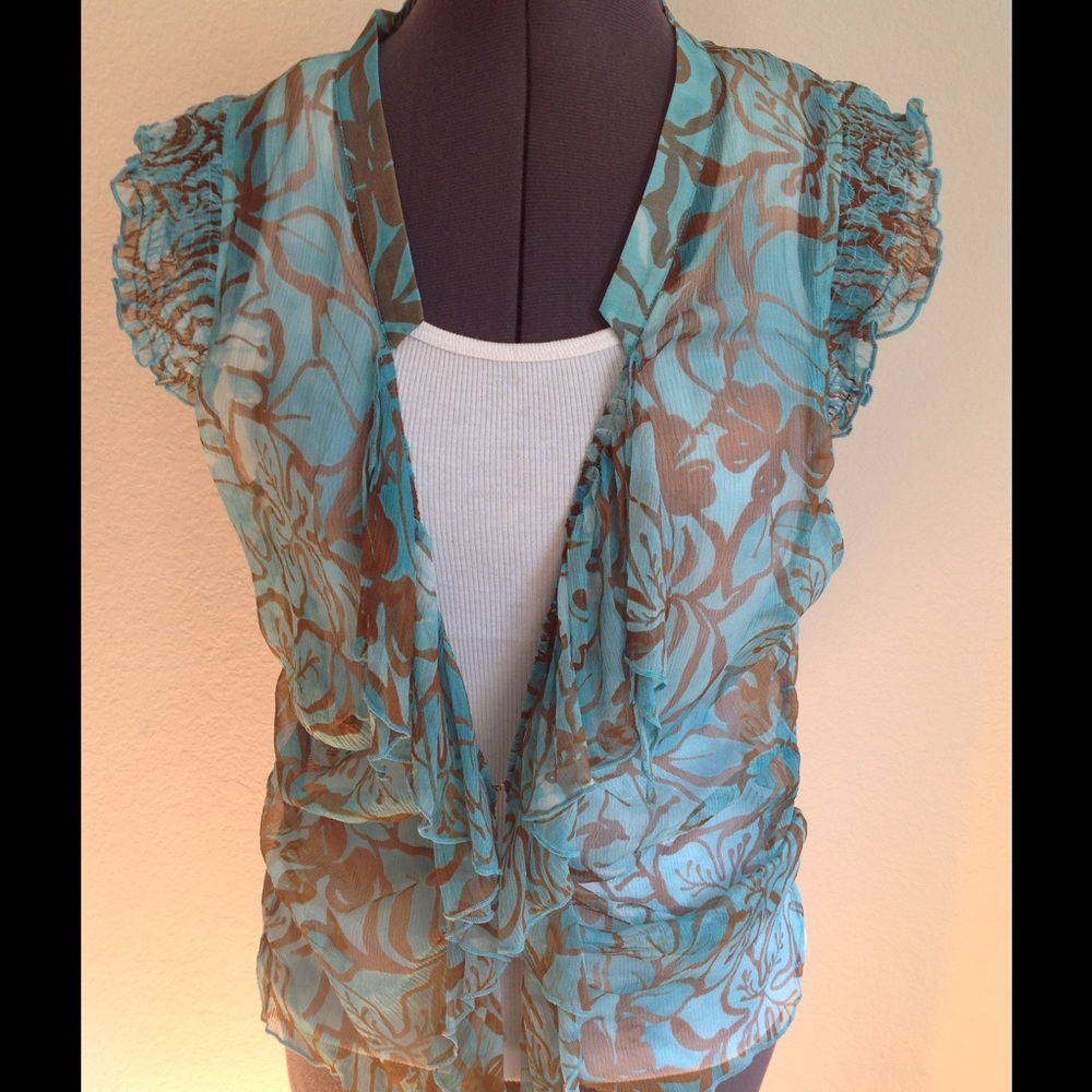 Black Halo 100% Silk Sheer Top