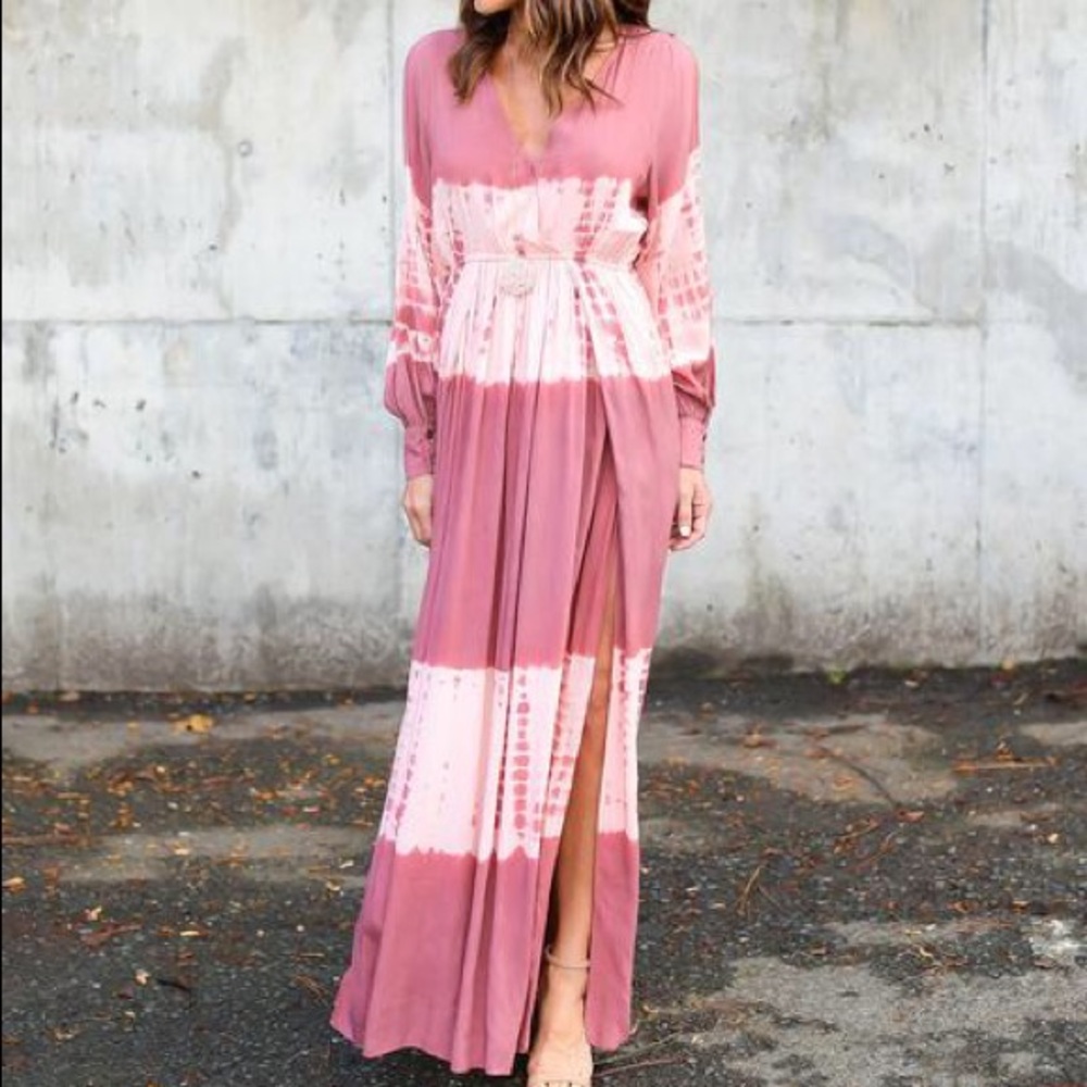 S Aaka Blush Tie Dye Maxi Dress