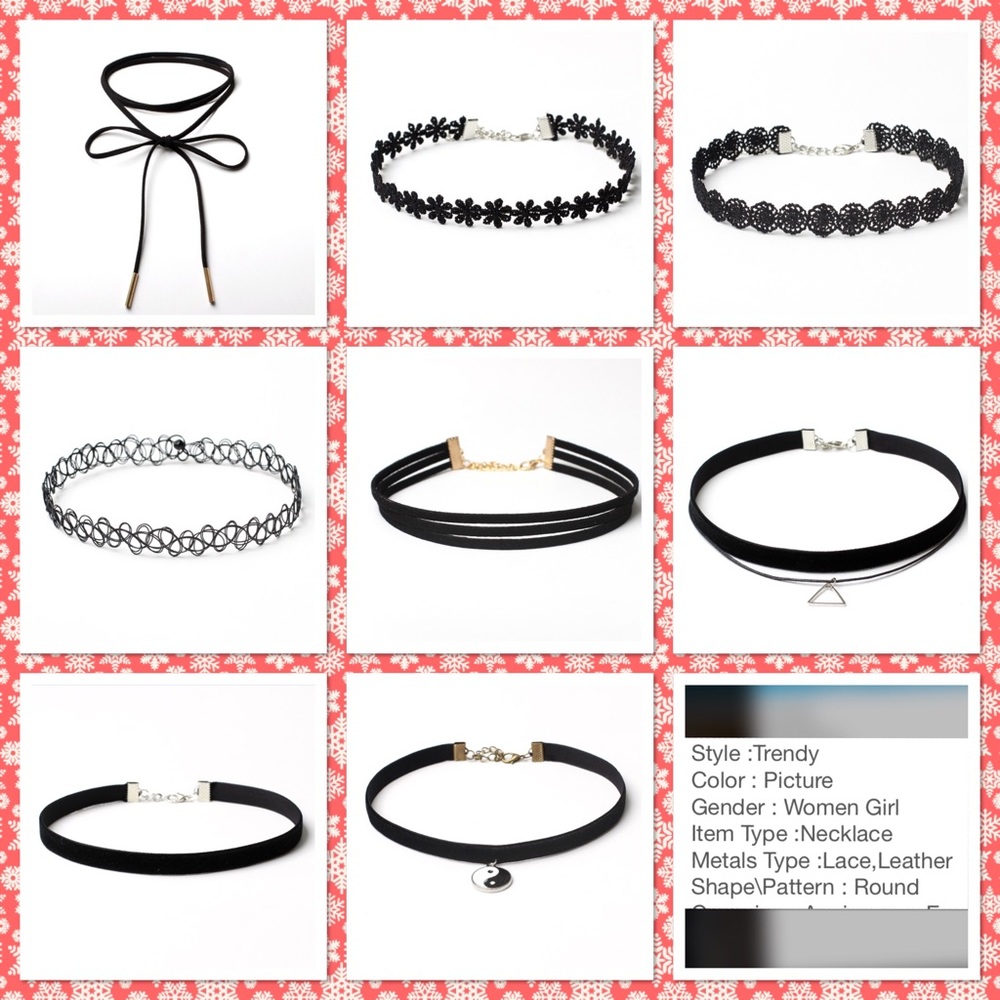 Fashion 8 pics set lace leather choker necklace - Picture 3 of 3