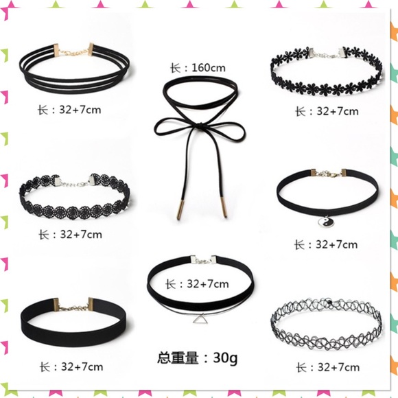 Fashion 8 pics set lace leather choker necklace - Picture 2 of 3