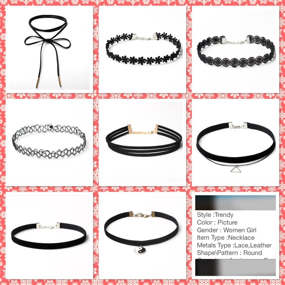 Fashion 8 pics set lace leather choker necklace - Picture 3 of 3