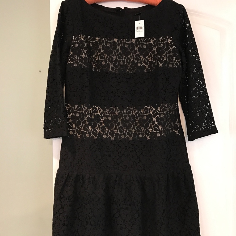Ann Taylor black lace drop waist dress.