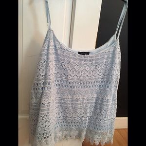 Blue ruffled tank