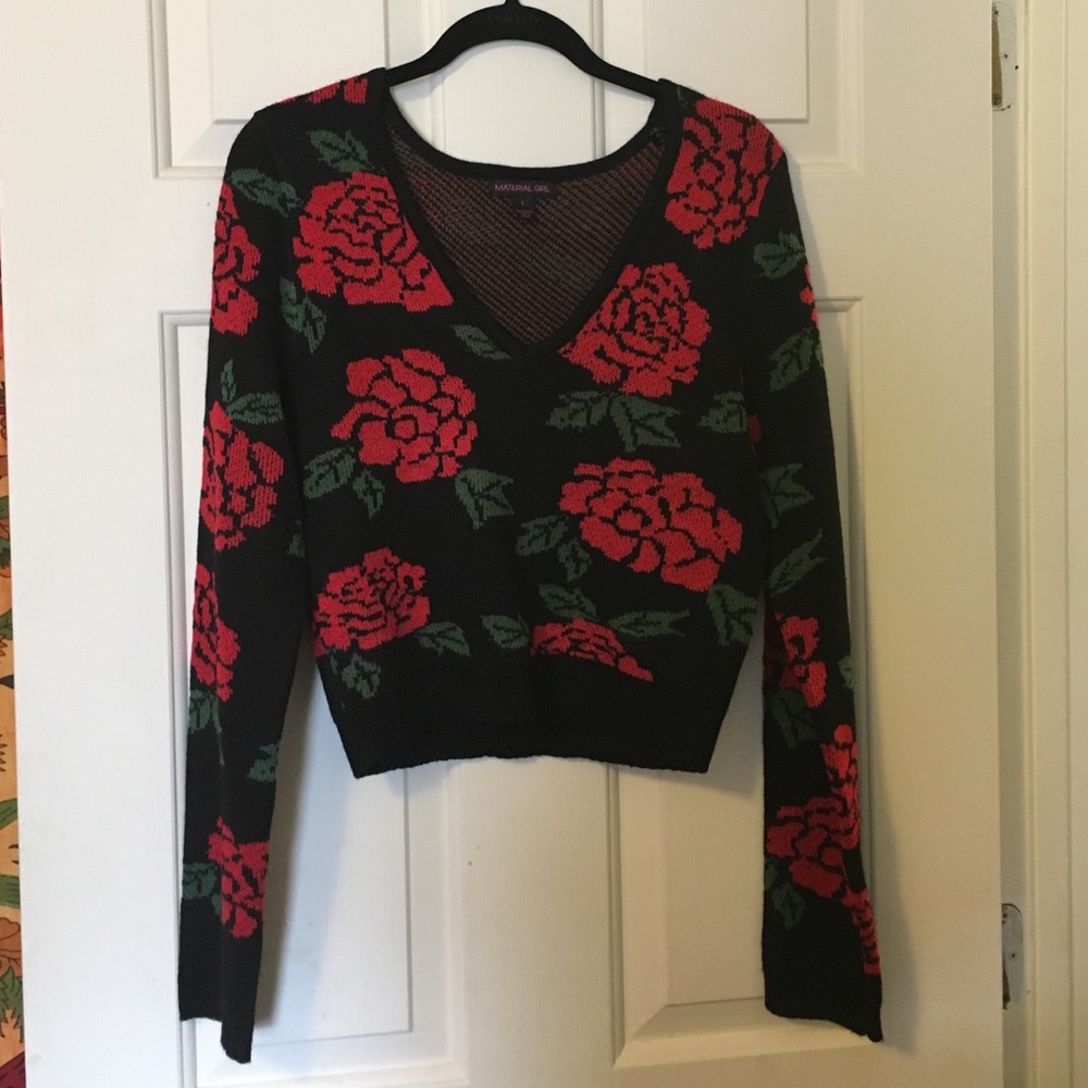 ⭐️ Rose V neck Crop Sweater