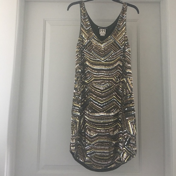 haute hippie gold sequin dress Embellished Long Sleeve Backless Mini Dress in Gold - 8 main image 0