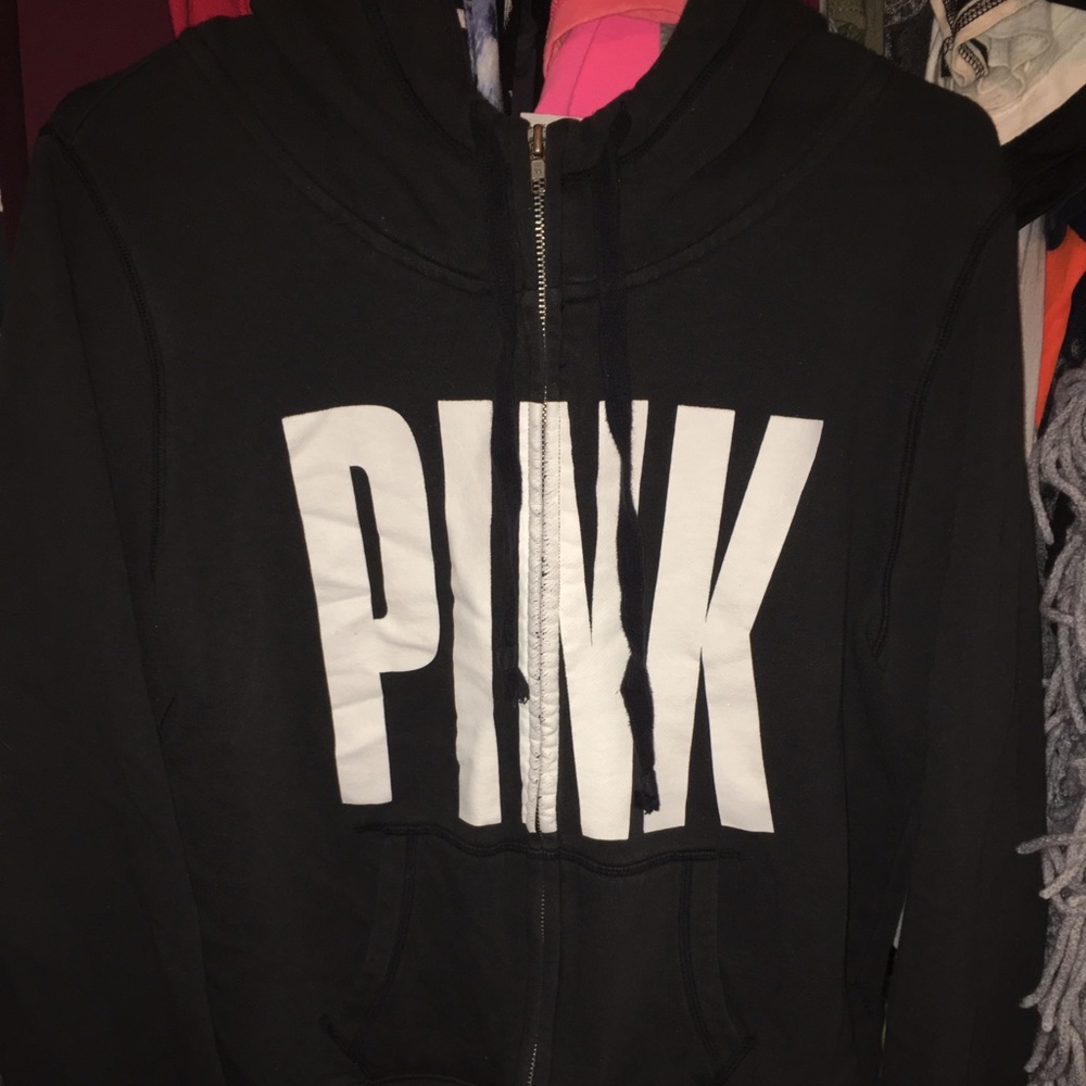 black Victoria secret pink zip up sweatshirt