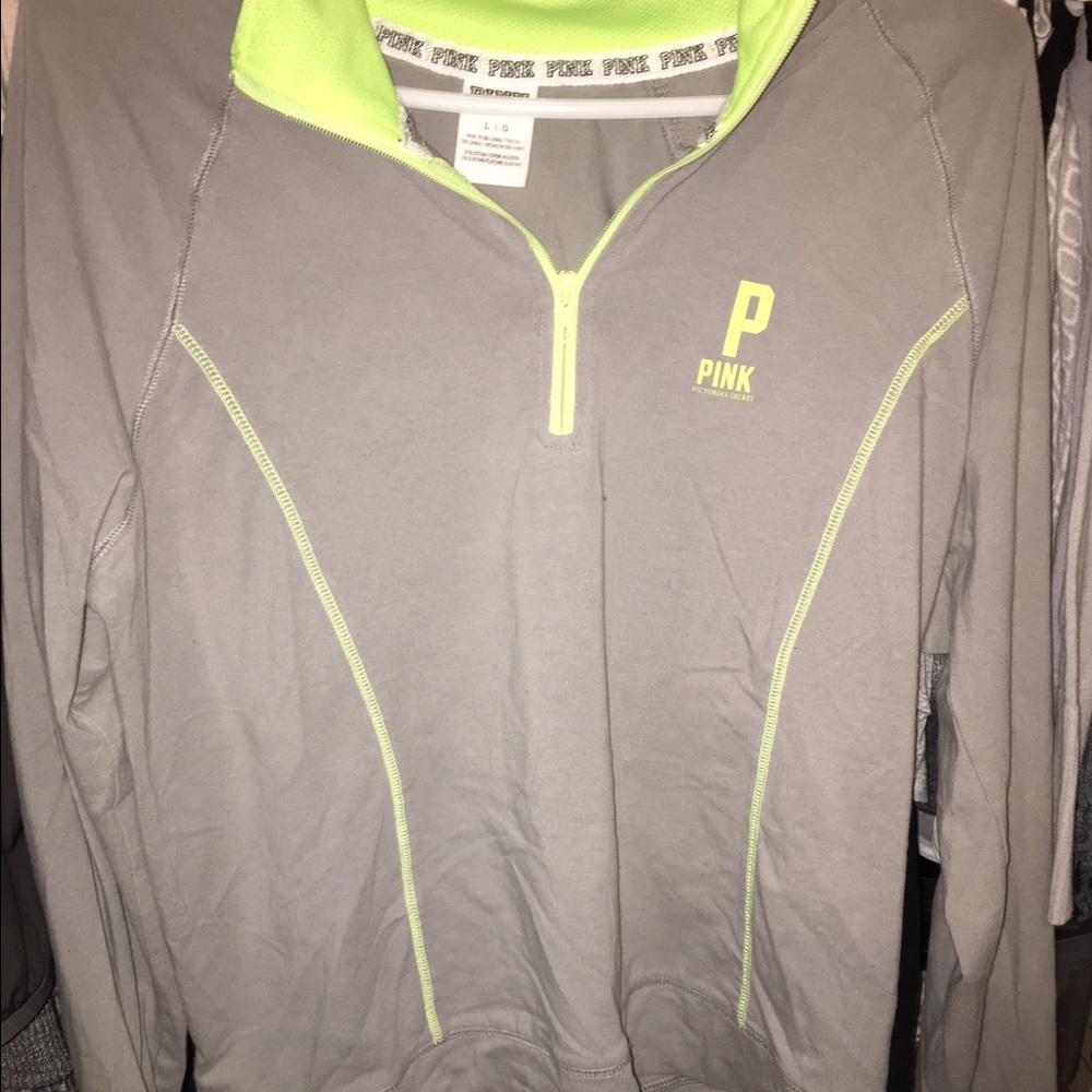 gray and green athletic Victoria secret half zip