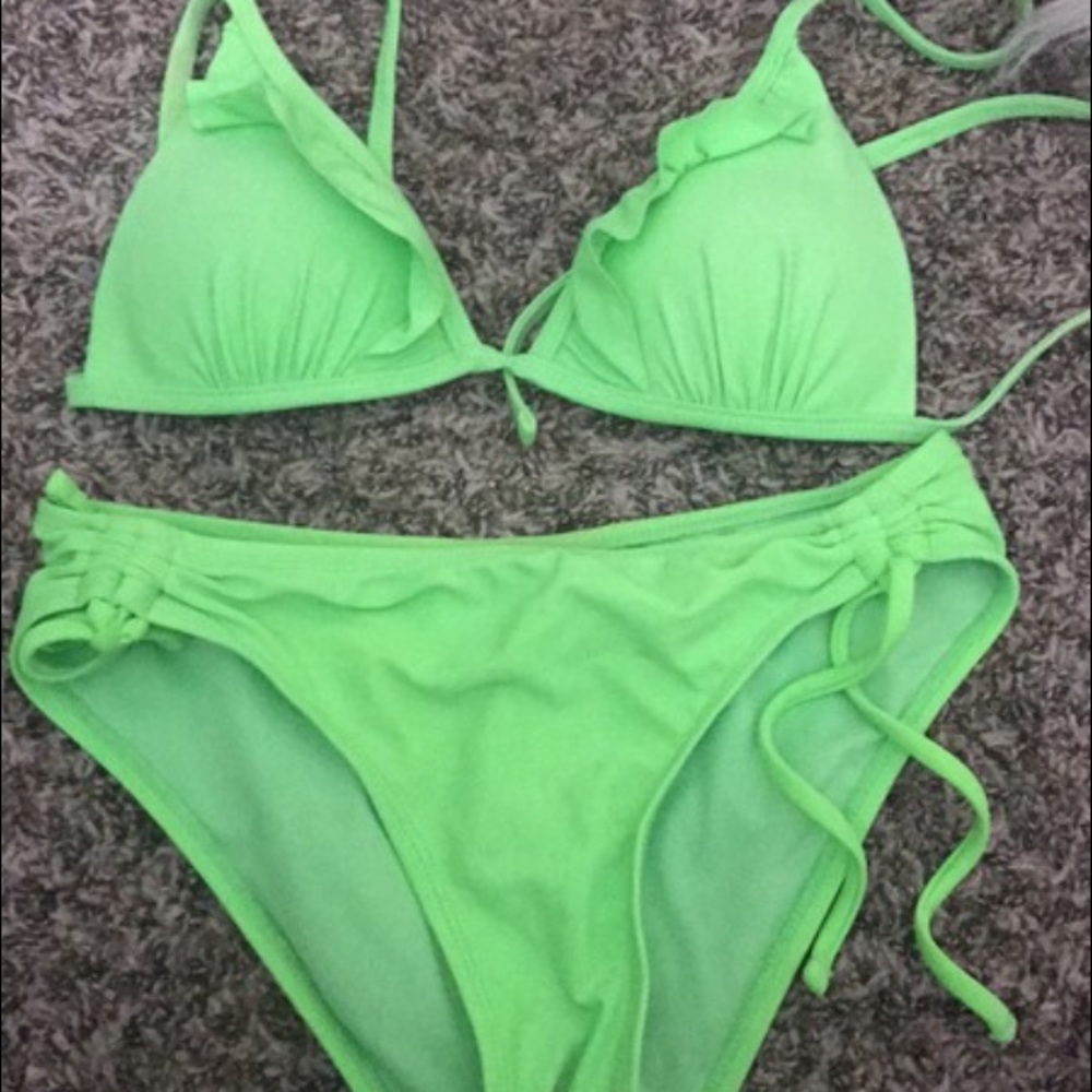 Neon green stringy swimsuit